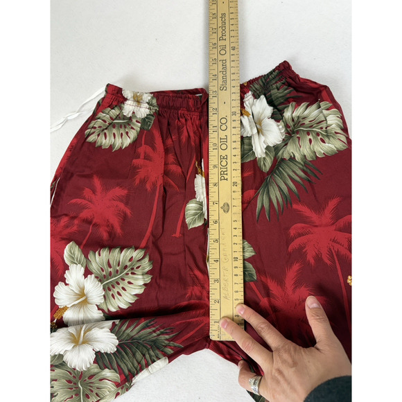 Vtg 90s Pacific Legends Hawaii Womens Red‎ Hibiscus Floral Top Pants Set Coastal - Picture 16 of 16